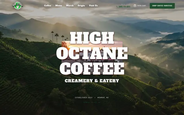 Así se ve la página de High Octane Coffee