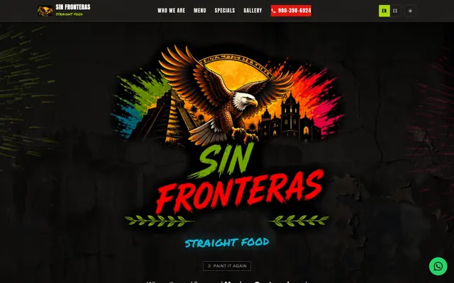 Así se ve la página de Sin Fronteras Straight Food